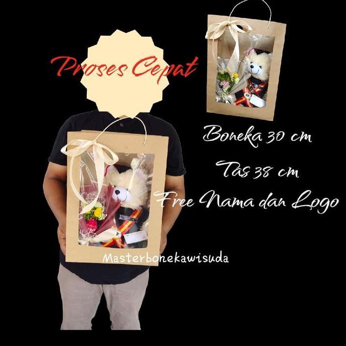 Giftyou- Bb 30 Cm Tas Hampers Wisuda Tas Mika Boneka / Buket Bunga Artificial/ Kado Wisuda  / Tanpa 