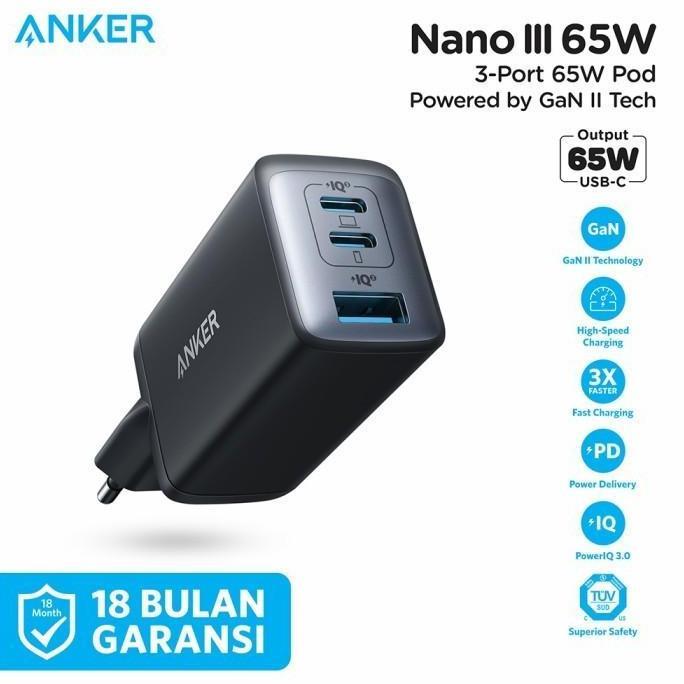 TERMURAH - Wall Charger Anker PowerPort Nano III 65 Watt - A2667