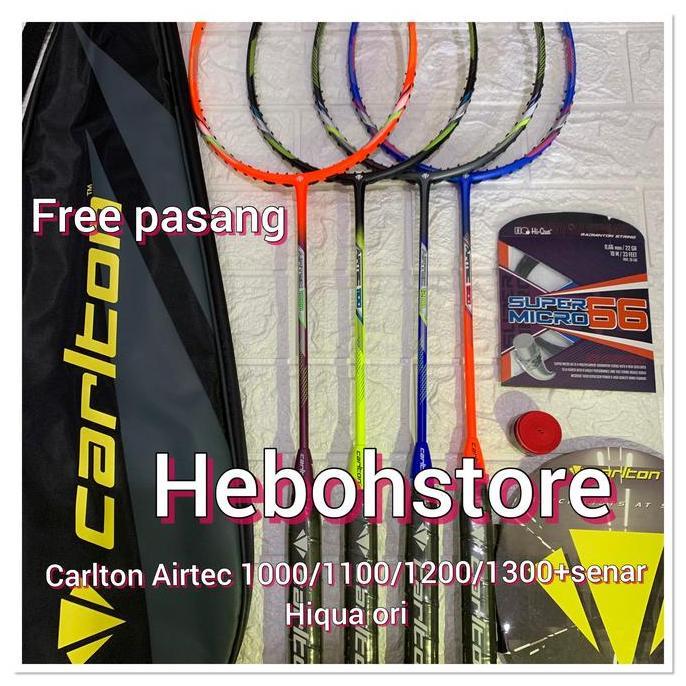 Raket Badminton CARLTON AIRTEC 1000/1100/1200/1300+senar HIQUA MICRO66