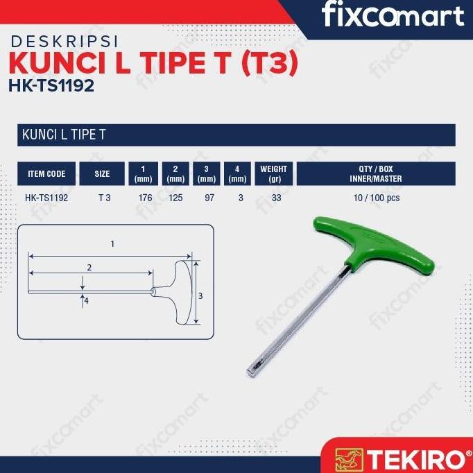 Set- Tekiro T Shape Hex T3 / Kunci L Model T