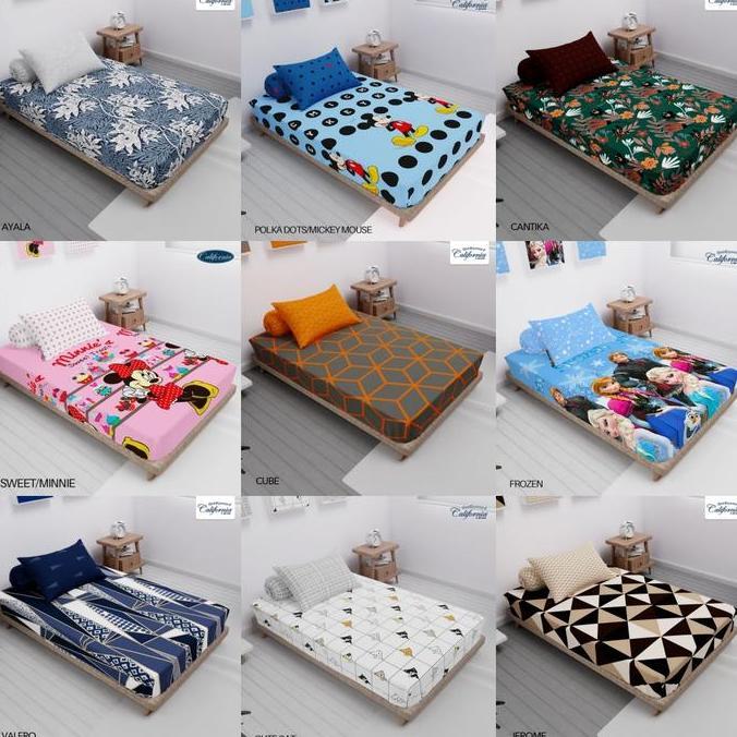 Promo California - Sprei FITTED Single 90 (90x200) Terlaris pilihan Diskon