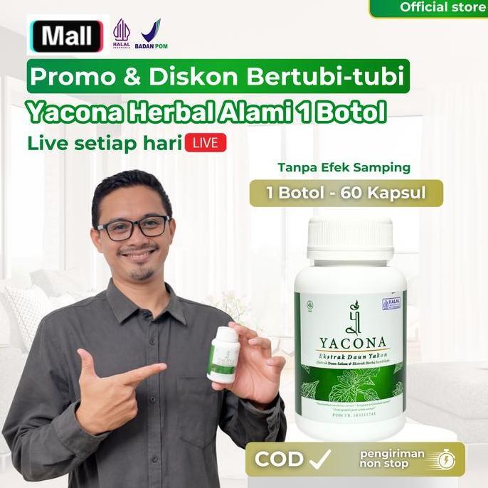 Yacona Herbal Bantu Turunkan Gula Tinggi- 1 Botol 60 Kapsul