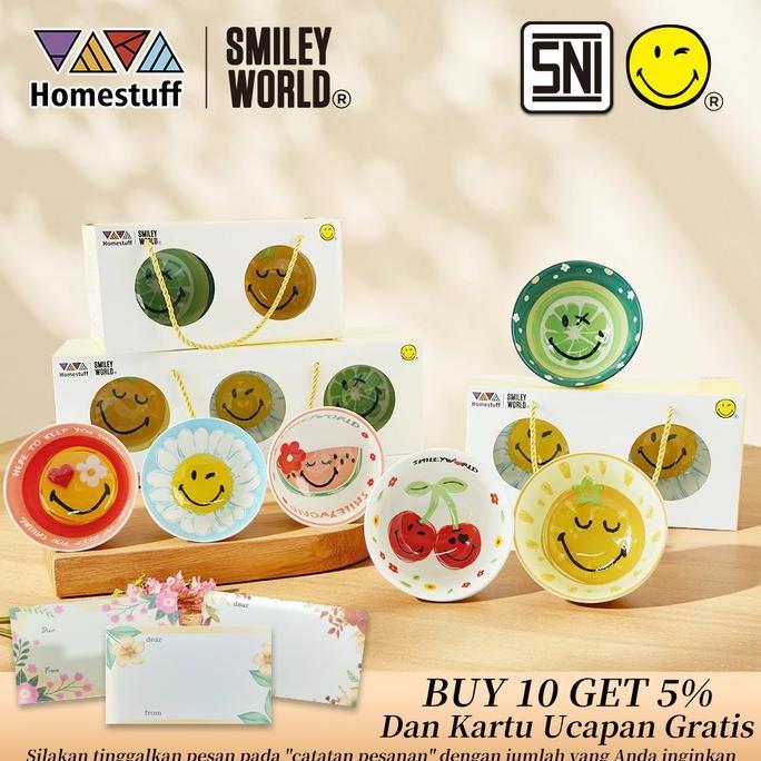[Pilihan Halal] HOMESTUFF x SmileyWorld / Hampers Mangkok Set SmileyWorld / Motif SmileyWorld lucu /
