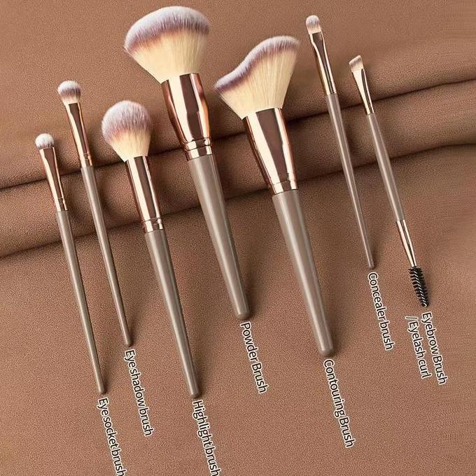 7 pcs Set Kuas Makeup Hitam Ukuran Besar + Tas Kuas Makeup Termasuk Kuas Blush On, Kuas Multifungsi,