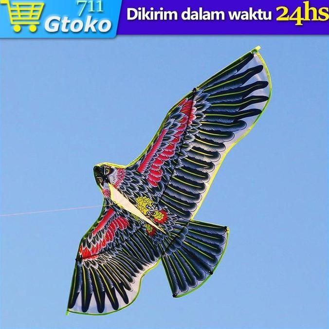 1,7 meter Layangan Elang Jumbo Lukis Kain Layang Elang Mainan Layangan Layangan Jumbo motif elang ma