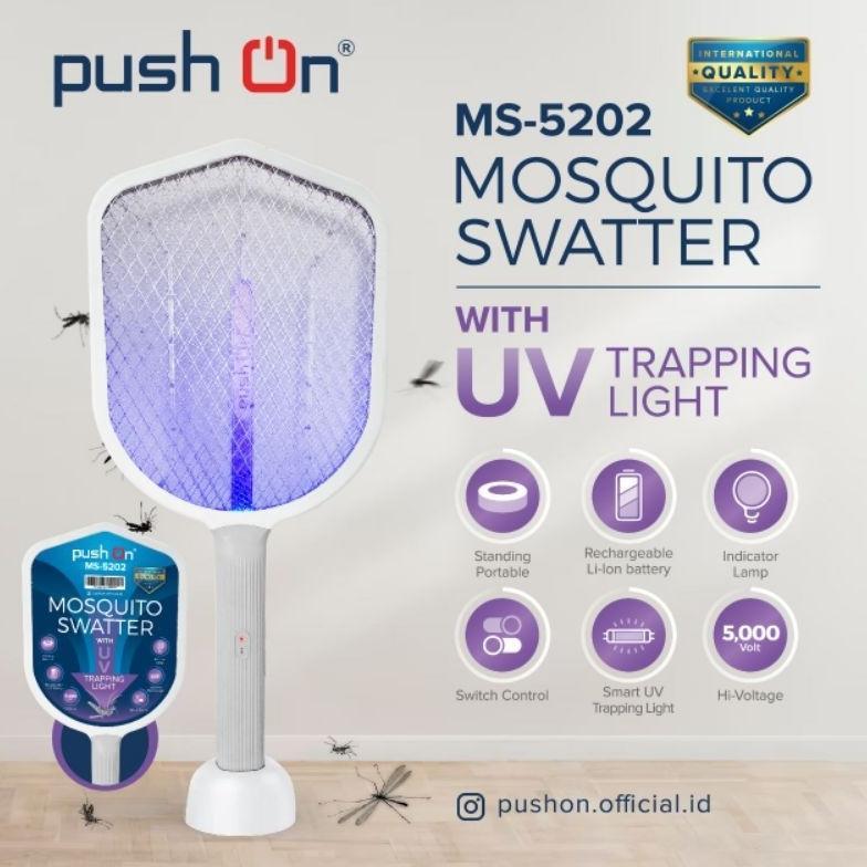 fast delivery raket nyamuk push on ms 5202 mosquito swatter with uv trapping light