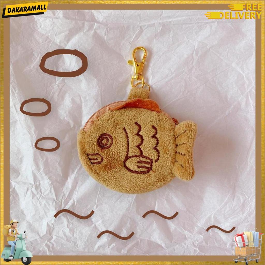 Dota Dompet Koin Headset Taiyaki Kue Ikan Import Jepang Bulu Plush Purse Paling Dicari Tahun Ini