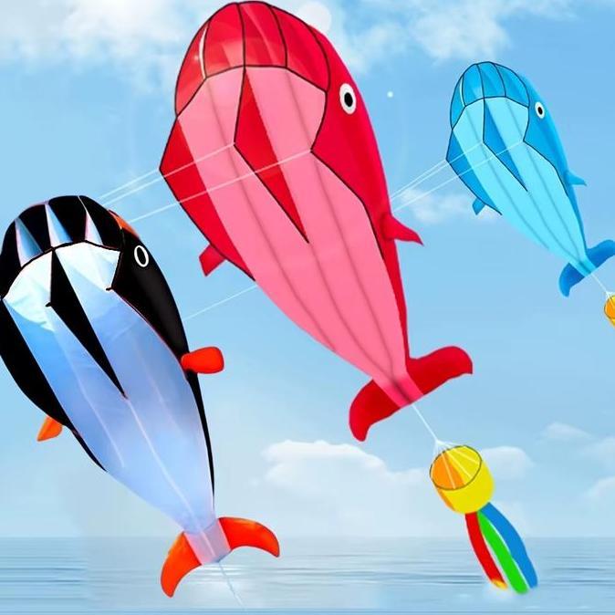 Layangan 3D Ikan Paus Parasut Layang Layang Besar Warna Cerah untuk Hobi Anda