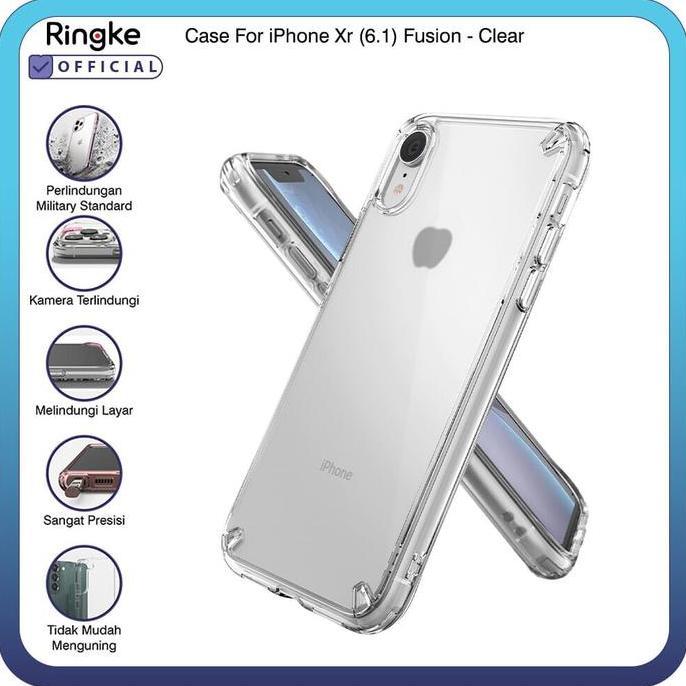 Ringke Casing Compatible For iPhone Xr (6.1) Fusion Clear Bening Case No Yellowing Tipis Softcase Sl