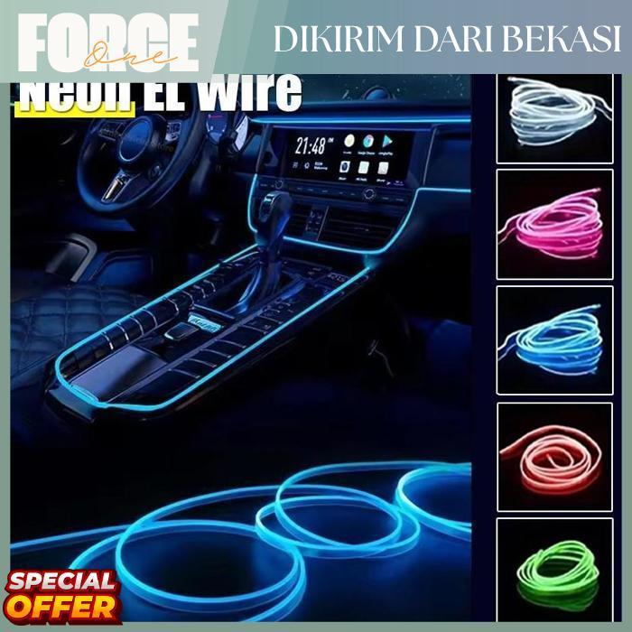 Force One 5M Lampu EL Wire Flexible CCFL Neon LED Strip Electroluminescent Light Meteran /Batre Deng