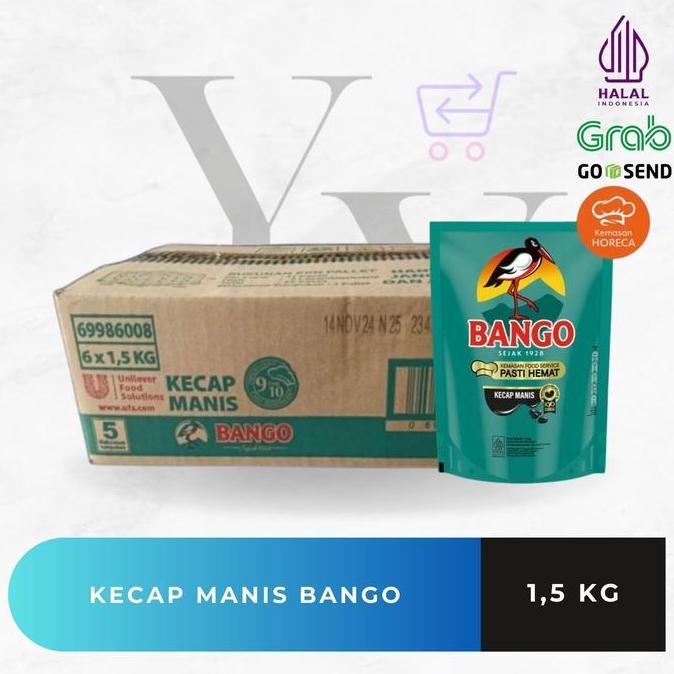 1 Dus Isi 6 Bungkus Kecap Manis Bango Refill 1,5 Kg