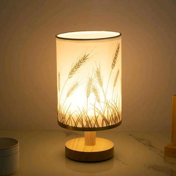 Lampu Tidur Aesthetic TA022 - Lampu Meja Vintage Classic Motif Kayu - Vintage Bed Lamp TY