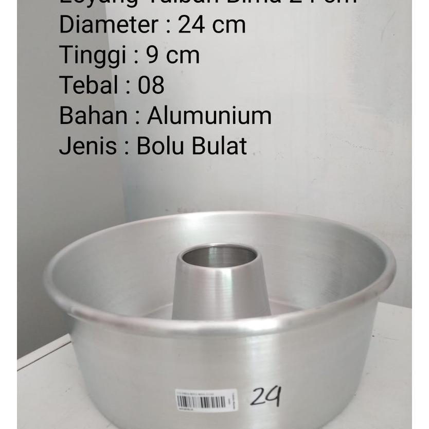 Loyang Aluminium Tulban Bolu Bulat Press Bima 24x9 Tebal 08