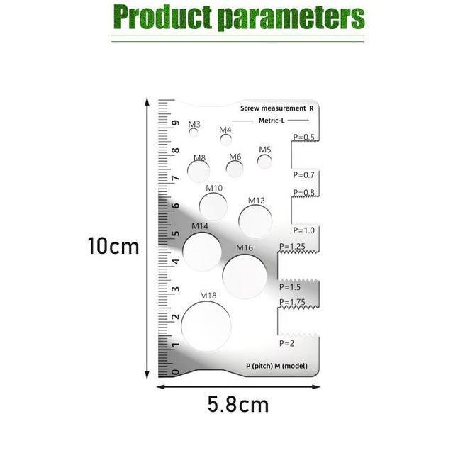 HABRULE Alat Ukur Baut Dan Mur Stainless Steel Alat Ukur Lubang Mata Bor Portable Nut Bolt Gauge