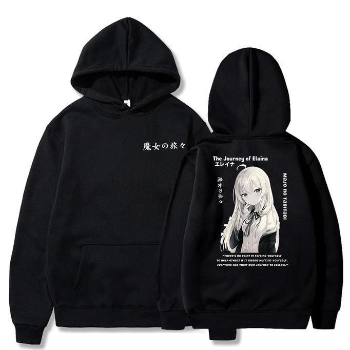 Sweater Hoodie Oversize Elaina Majo no Tabitabi Sablon Depan Belakang Pria/Wanita/Remaja/Dewasa Swea