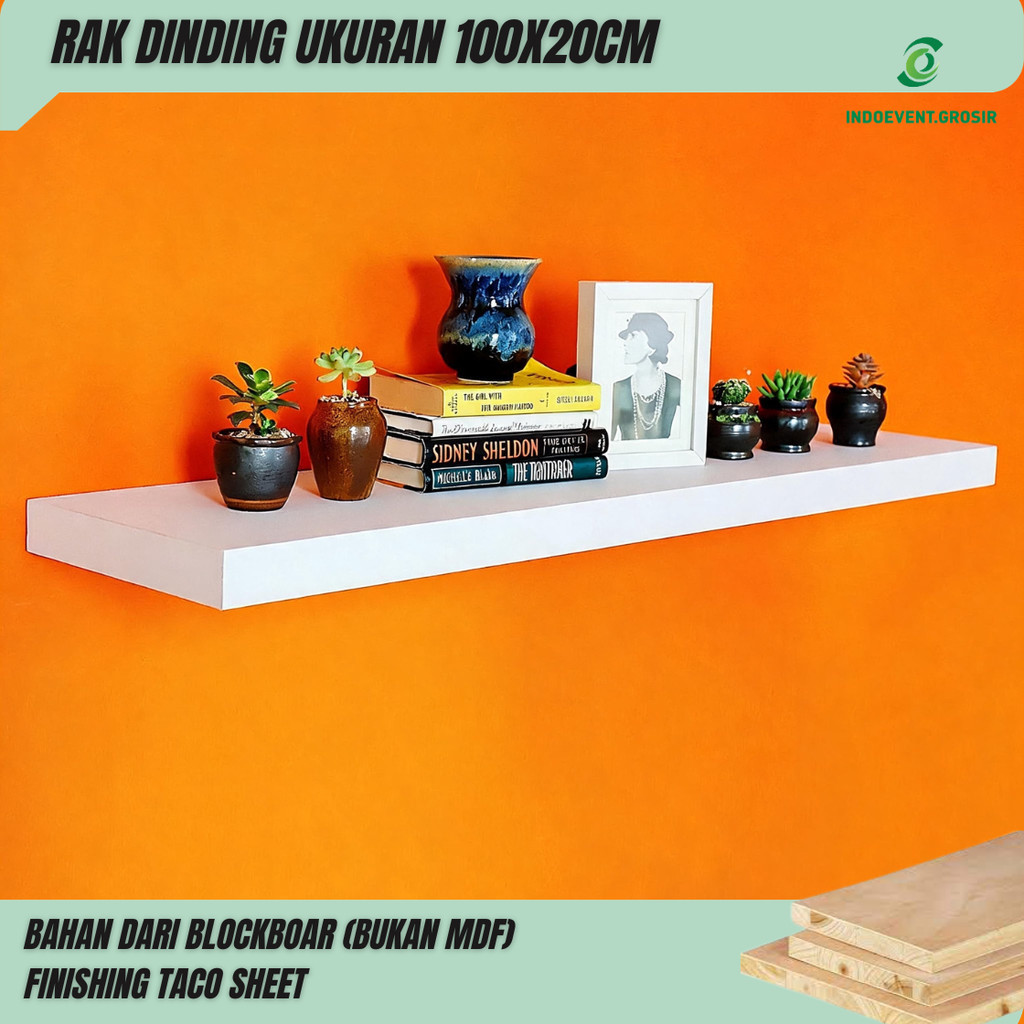 RAK DINDING MELAYANG UK 100X20X3,5CM RAK KABINET Minimalis Modern Finishing Tacosheet Putih Hitam Co