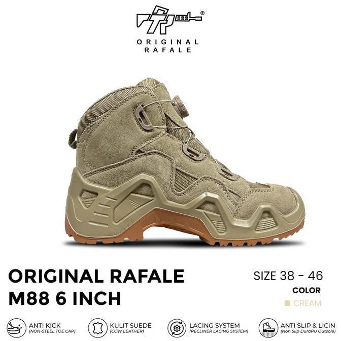 Guide- Rafale M88 6 Inch Tali Putar Sepatu Outdoor Hiking Gunung Tracking - Cream Gurun Dan Hitam