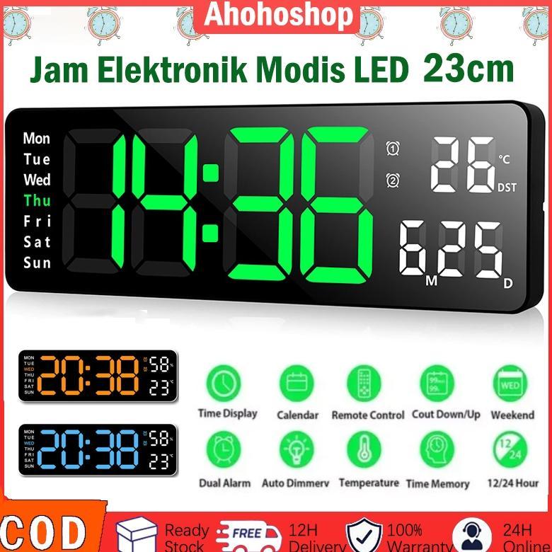Jam Tampilan Layar Besar LED Jam Digital Nordik Jam Dinding Ruang Tamu Sederhana Jam Dinding Tempera