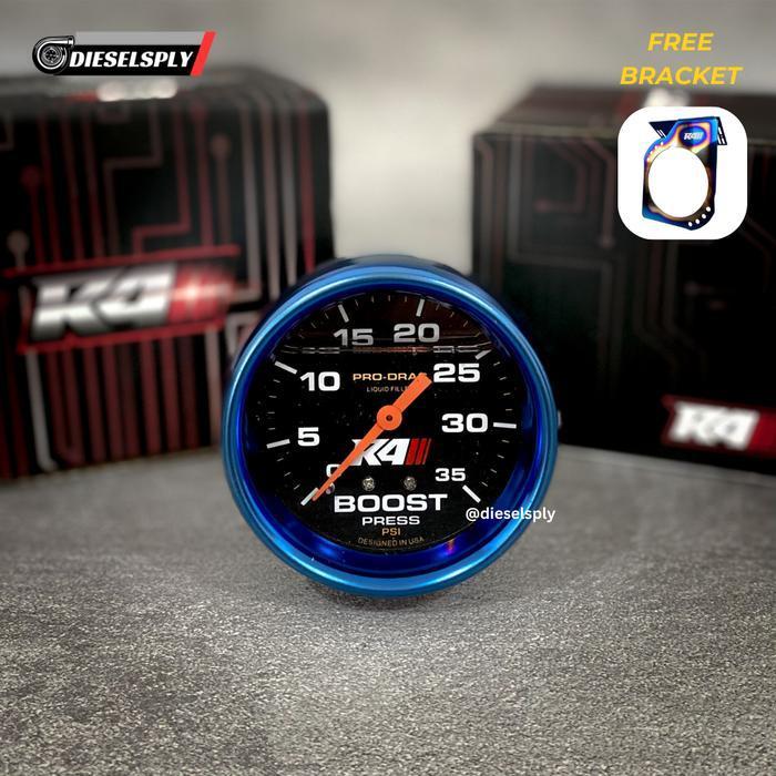 R4 Boost Meter Titanium Universal Innova / Fortuner / Hilux / Pajero / Triton Boostmeter 35 PSI / 60