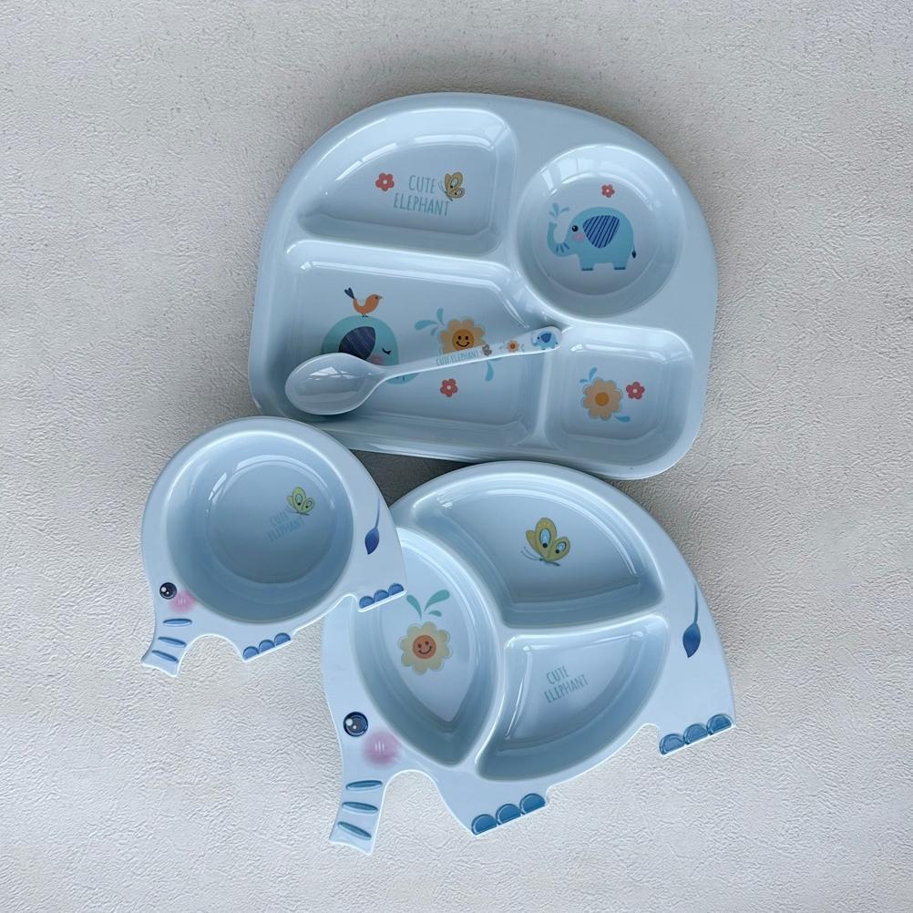 Wajib Punya Elco Premium Melamine Elephant Kids Tableware Set Plate Bowl Cup Spoon / Alat Makan Anak
