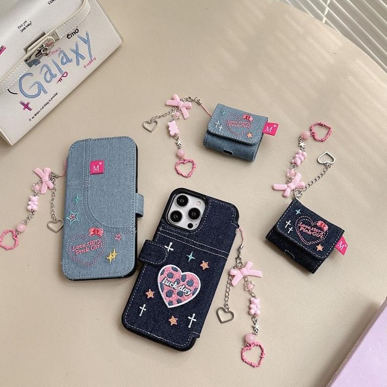 NEW Casing flip Case HP Model jeans dompet mini Iphone 11 12 13 14 15 16 17 Pro Max Airpods Gen 1 2 