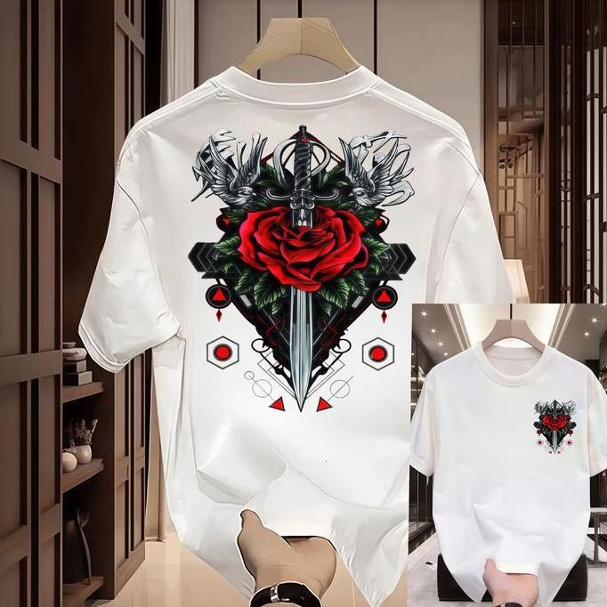 FLASH SALE Premium quality Limited stock Kaos Lengan Pendek Gaya Amerika Musim Panas Motif Pedang & 