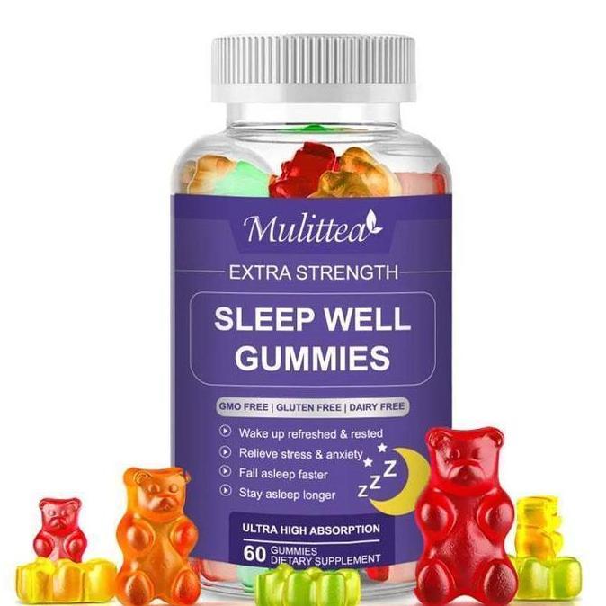 Health- Mulittea Tidur Melatonin Gummies Dukungan Tidur Suplemen Vitamin Bantuan Tidur