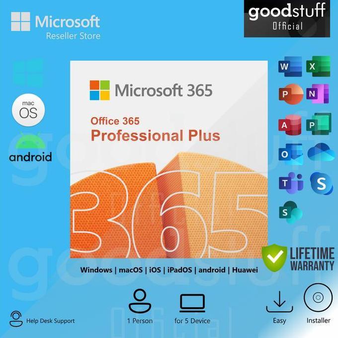 Microsoft Office 365 Original 1 User 5 Device Lifetime Mac/ Macbook/ Win/ iPad/ Tab/ Android