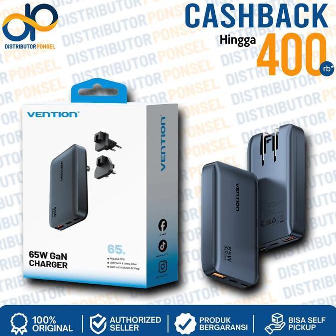 Vention GANDash Travel Adapter 65W US UK Plug Fast Charging Adaptor