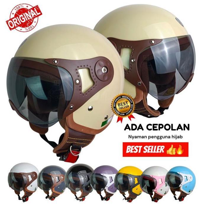 HELM BOGO HIJAB PILOT ITALY CREAM/ HELM CEWEK HIJAB