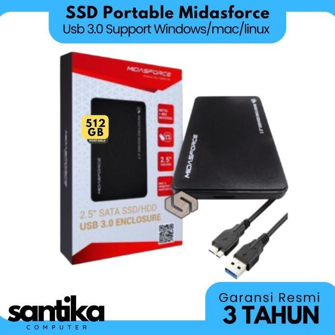 HARGA DISC - External SSD Portable Midasforce 512GB Usb 3.0 - Ssd External 512 GB