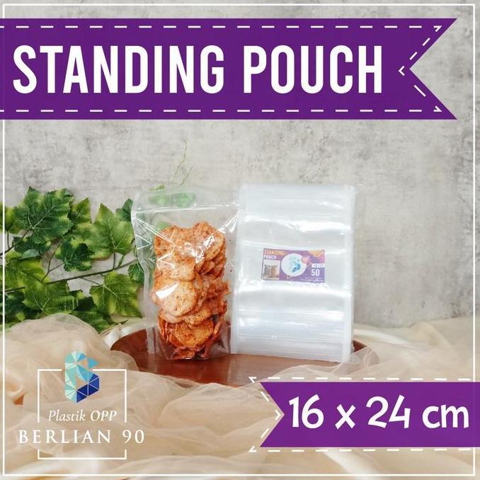 Bebasaja- ( 1 Pack ) Standing Pouch 16X24 Plastik Snack Plastik Klip Berdiri Plastik Ziplock
