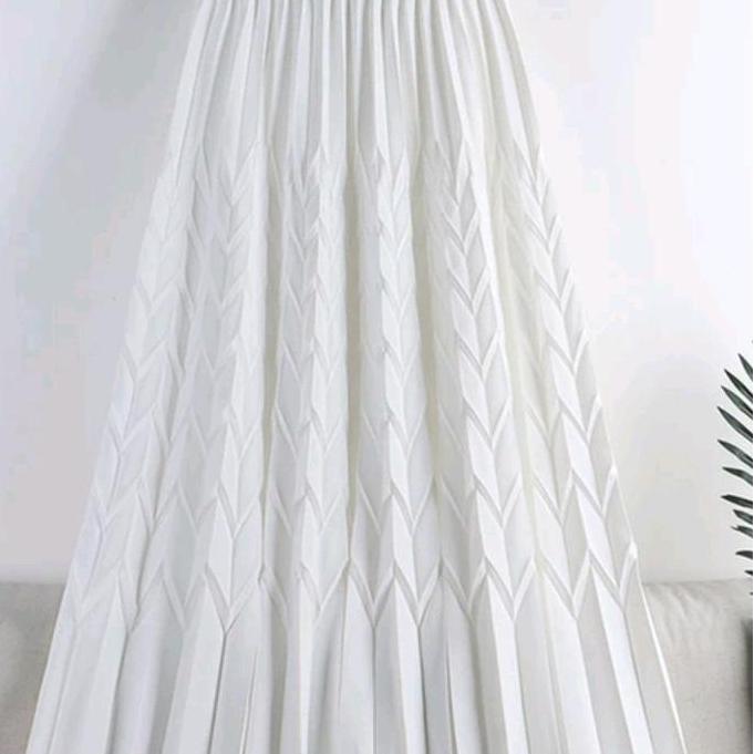 Paranew- Rok Plisket Daun Padi Maxi Rok Plisket Rok Plisket Nyaman Rok Plisket Panjang Hitam Putih