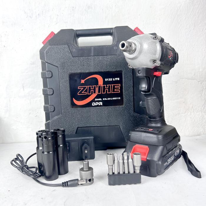 Impact wrench ZHIHE 48v 400nm fullset 1batre mesin bor pembuka baut bor  makita borelektrik murah ge
