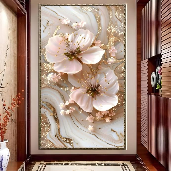 CETAK Wallpaper Stiker Bunga 3d, Wallpaper Dinding Bunga Mawar Terlaris, Wallpaper 3d murah
