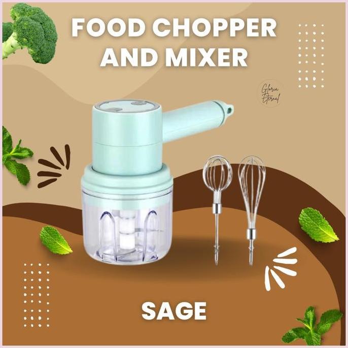 TERMURAH - [Gloria] 3in1 Mini Chopper USB Portable / Hand Mixer Wireless Charger / Pengocok Terlur E