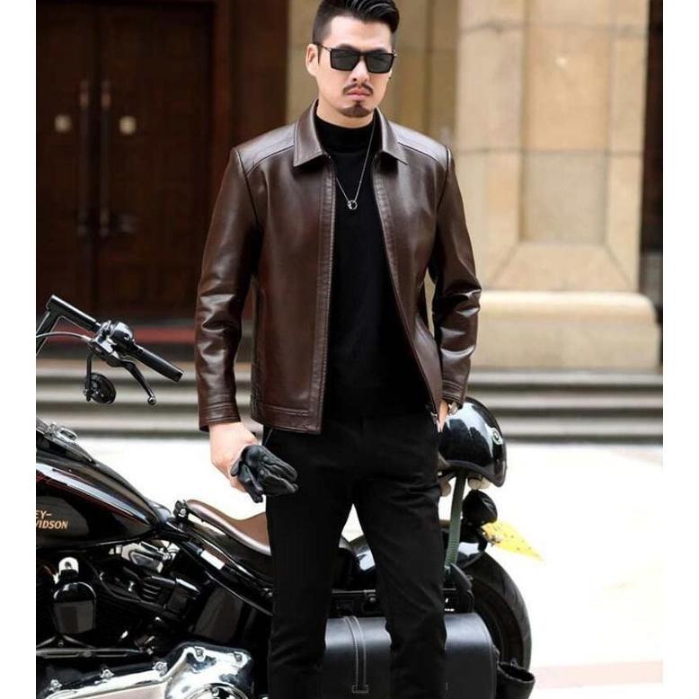 NEW JAKET KULIT PRIA//JAKET KULIT SINTETIS TERBARU BERKERAH//JAKET KULIT BERMOTOR