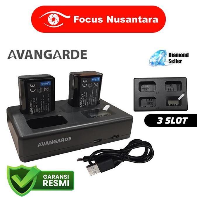 AVANGARDE Charger Kit FW50 and DL-FW50 (3Slot+2Battery) Baterai Sony NP-FW50 GARANSI RESMI