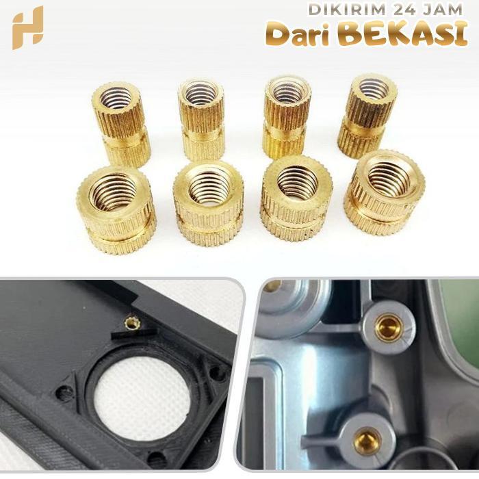 Isi 100 Mur Tanam M3 Brass Copper Thread Knurl Insert Nut Mur Tanam Injection Molding