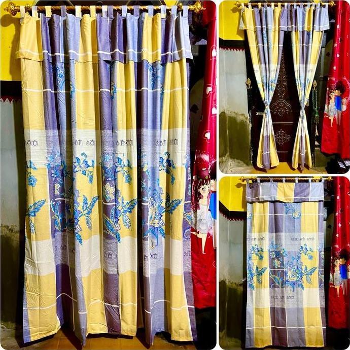 Gorden tali perekat pintu dan jendela motif jendela minimalis Kain Katun Curtain