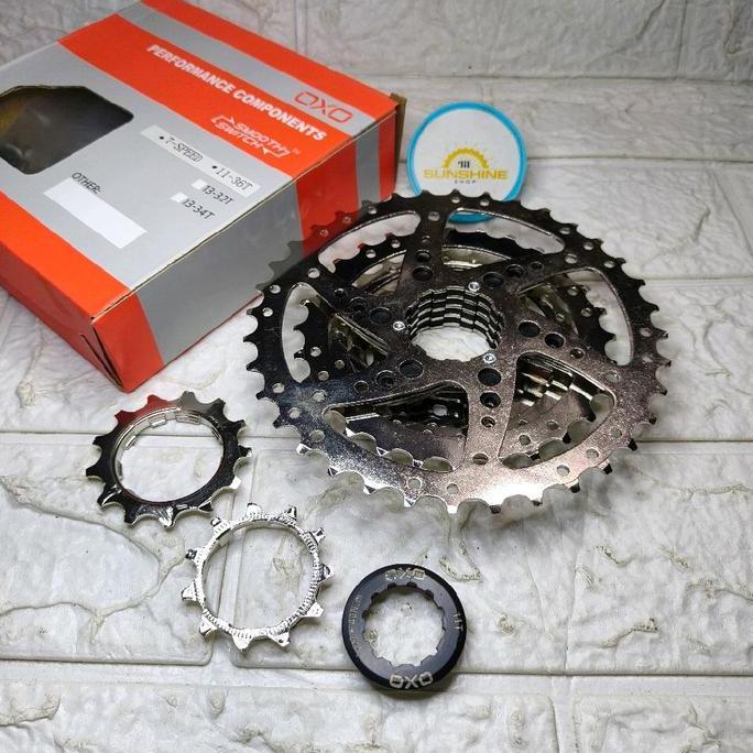 Sprocket Cassette 7 Speed 11-36T OXO CHROME Gir Slup TANPA DRAT Untuk Hub Freehub Jangkrik Sepeda MT