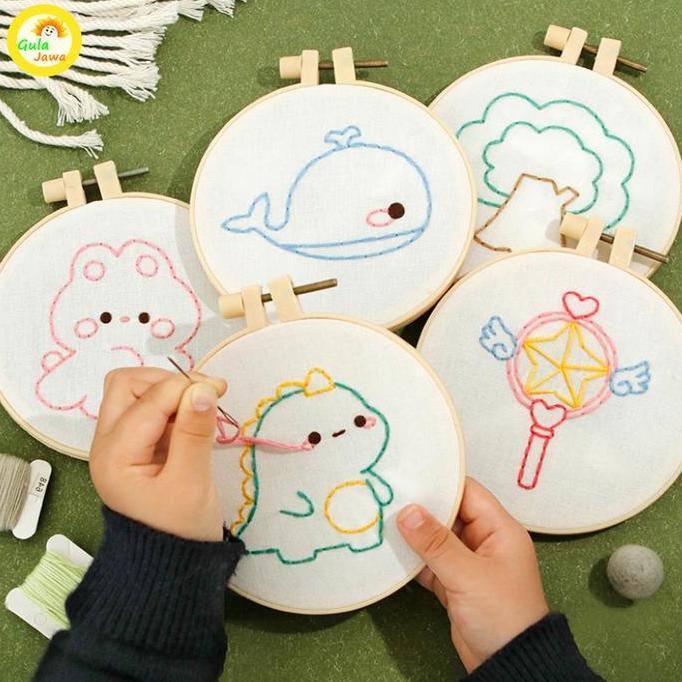 FANA Embroidery Kit Colorfull Ed/Menyulam Kit Pemula/Menyulam Untum Pemula
