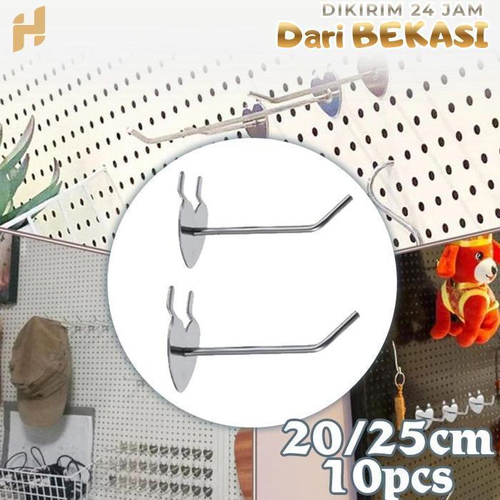 10pcs Cantolan Ram Panjang 20cm 25cm Hook Perforated Triangle Hook Ram Hook Perforated Perak Single 
