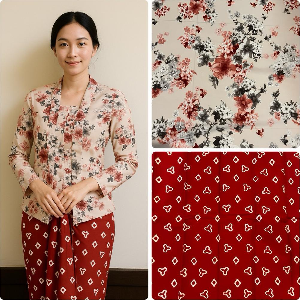 Best Seller Kebaya Kutubaru Batik Bunga Eb.66 & Wo.03