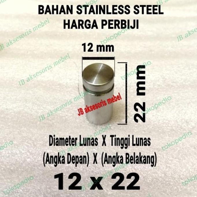 Pen Iklan 12 X 22 Stainless / Baut Kaca Akrilik 12X20 / Sign Board Poster Akrilik