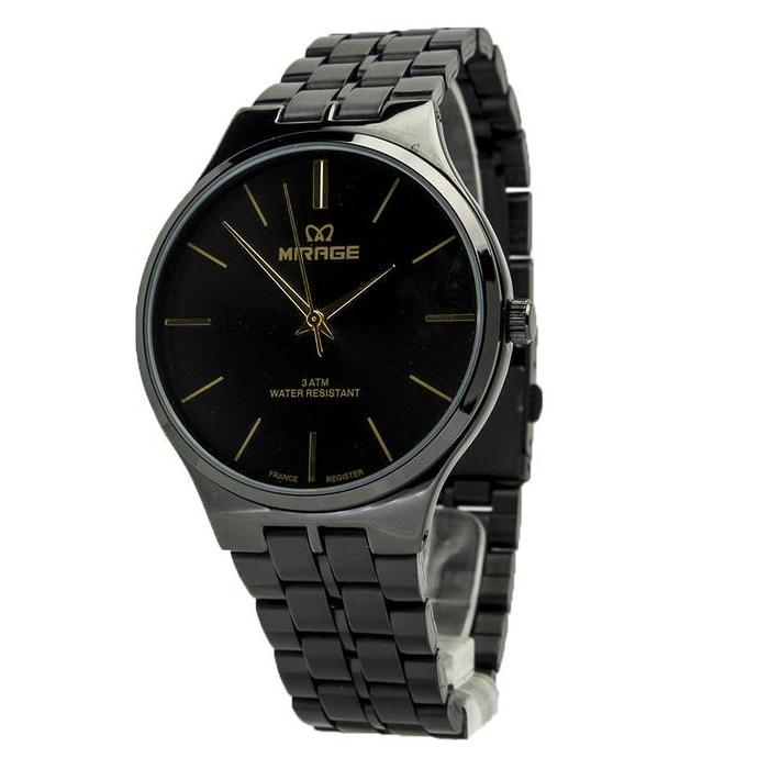 Clock- Mirage Tch - Jam Tangan Analog Pria Model Elegant Meh Full Black 186 M Kaca Stainless Tches