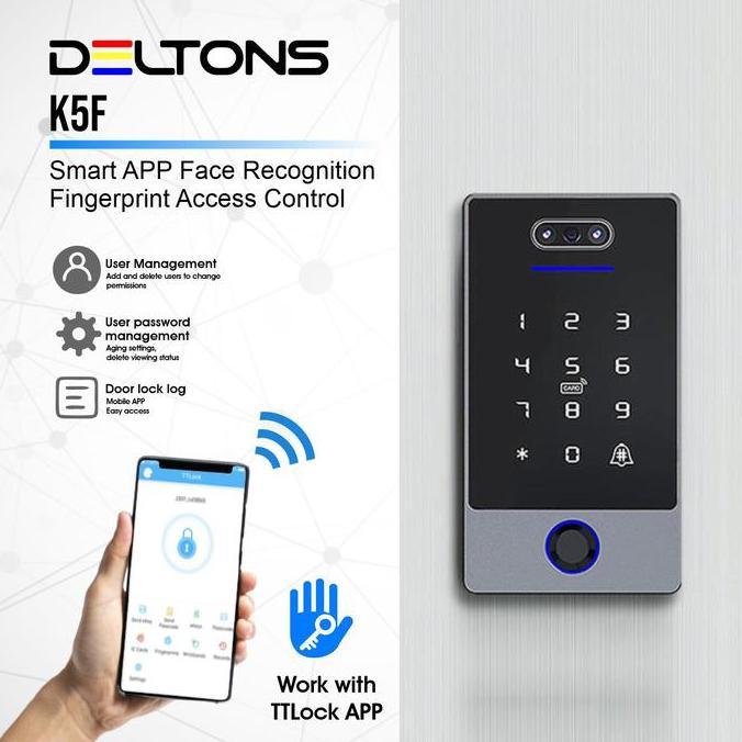 Face Recognition Smart Access Control - Deltons K5F Akses Wajah Fingerprint 13.56Mhz Ttlock App