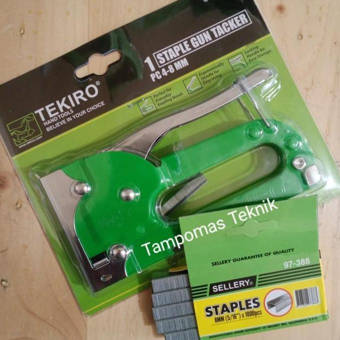 Tek Staples Tembak 4-8Mm Bonus Isi Staples 1000Pc Staples Jok Kayu Triplek