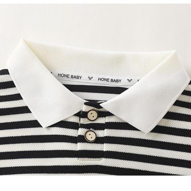 Child- Baju Anak Sweater Laki Laki Perempuan Kerah Kancing Depan Stripe Impor