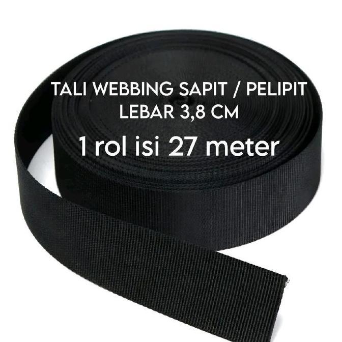 Shebag- Tali Webbing Tas Hitam Bisban Pelipit Bisban Sapit Lebar 3,8 Cm Per 1 Rol Sapit Bisban Pembu